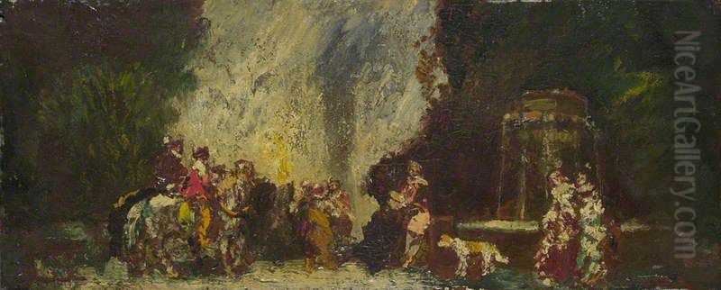Meeting Place of the Hunt Oil Painting by Adolphe Joseph Thomas Monticelli