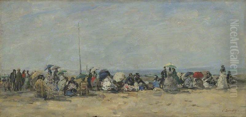 Beach Scene, Trouville Oil Painting by Eugene Louis Boudin
