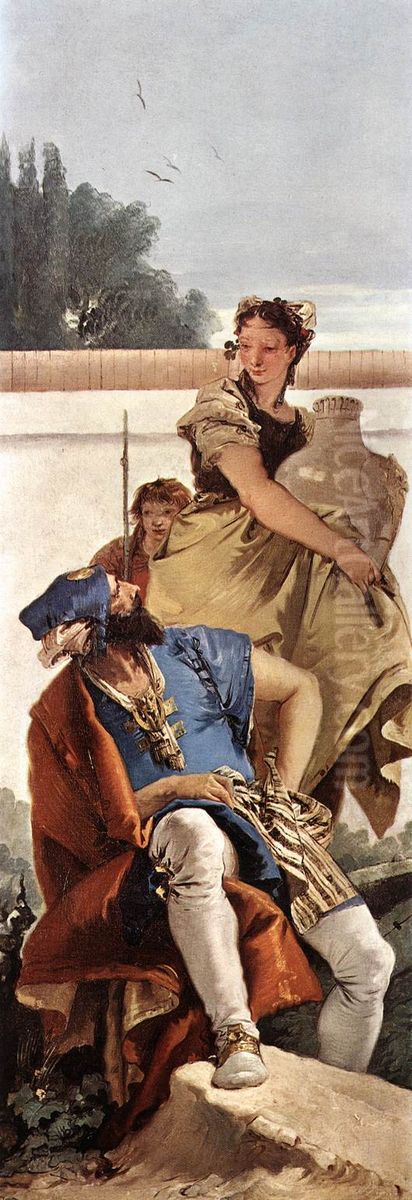 A Seated Man and a Girl with a Pitcher Oil Painting by Giovanni Battista Tiepolo