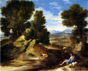 Landscape with a Man DrinkingorLandscape with a Man scooping Water from a Stream