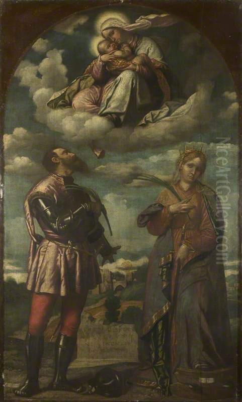 The Madonna and Child with Saints Oil Painting by Alessandro Bonvicino (Moretto da Brescia)