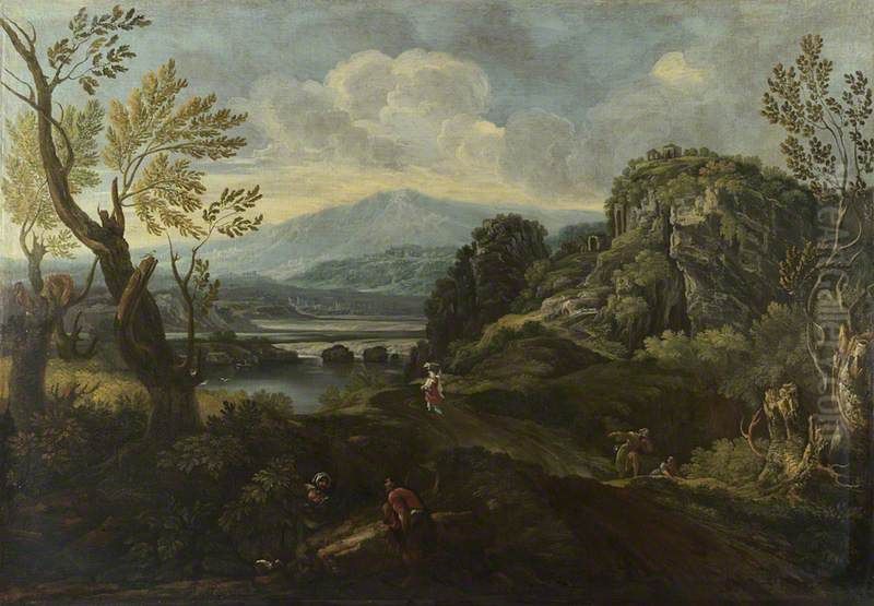 Landscape with Figures Oil Painting by Crescenzio Onofri
