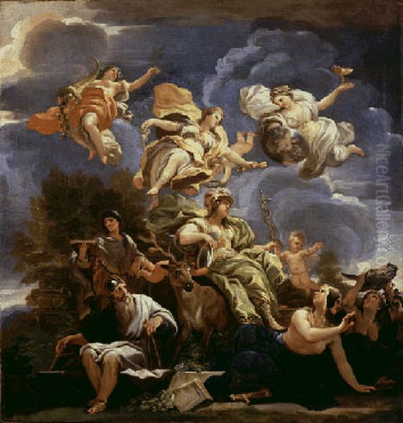 Allegory of Prudence (one of 10 models for the paintings in thePalazzo Medici Riccardi, Florence) Oil Painting by Luca Giordano