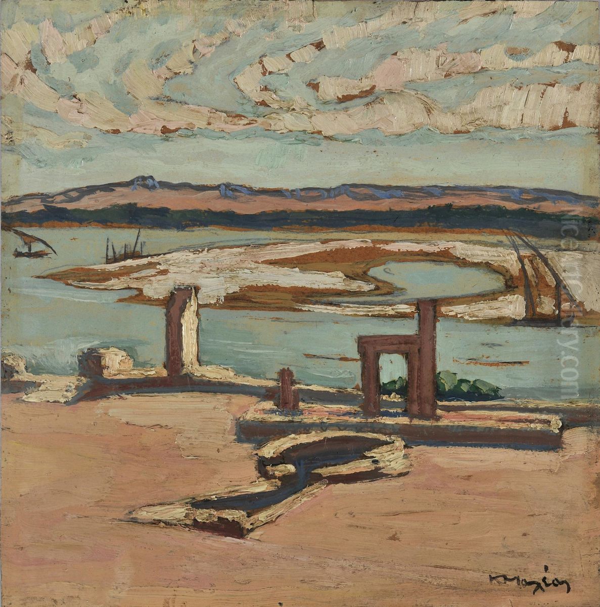 Aswan Oil Painting by Konstantinos Maleas