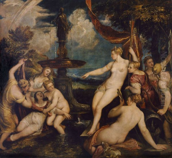 Diana and Callisto Oil Painting by Titianand workshop