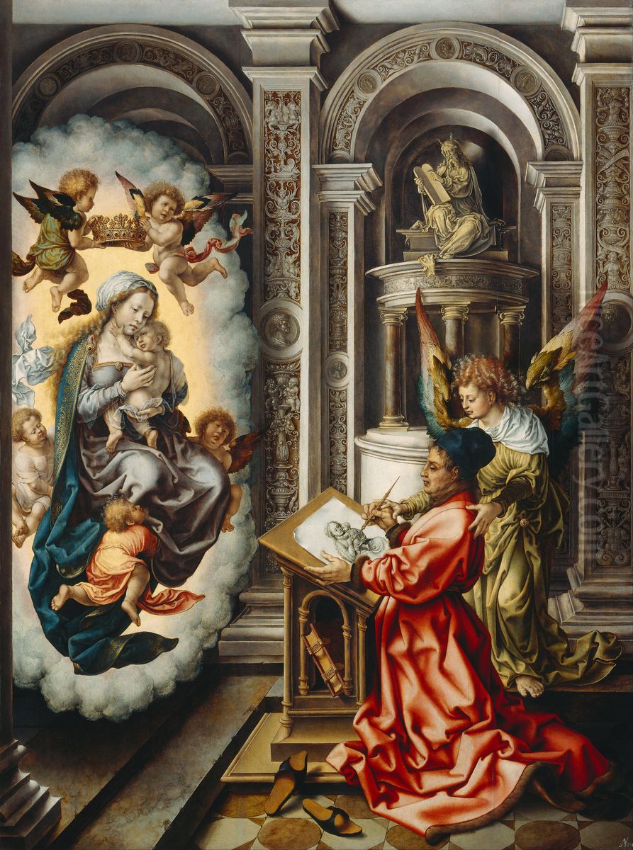 Hl. Lukas malt die Madonna Oil Painting by Jan Gossaert