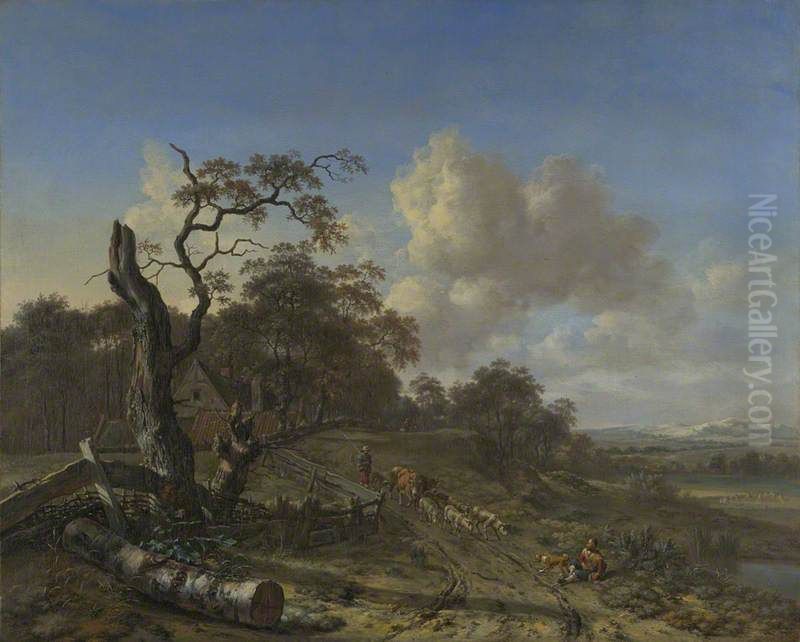 A Landscape with a Dead Tree Oil Painting by Jan Wijnants