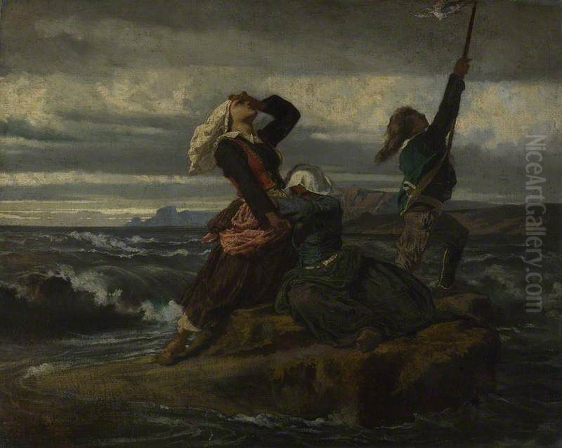 Caught by the Tide Oil Painting by Thomas Couture