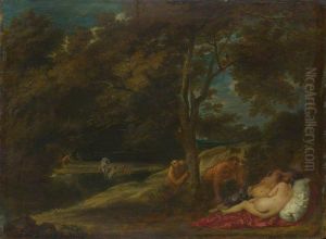 Nymphs surprised by Satyrs