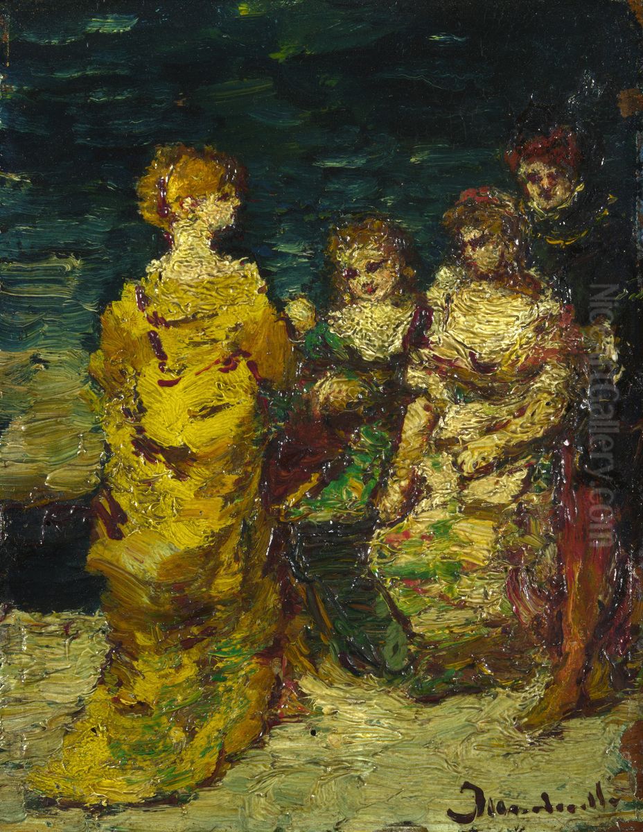 Subject Composition Oil Painting by Adolphe Joseph Thomas Monticelli