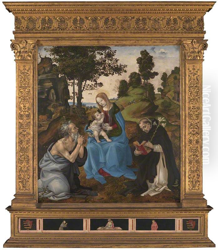 The Virgin and Child with Saints Jerome and Dominic Oil Painting by Filippino Lippi