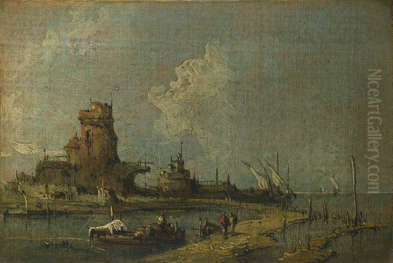A Ruin Caprice Oil Painting by Francesco Guardi