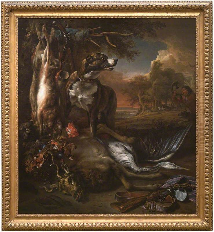 A Deerhound with Dead Game and Implements of the Chase Oil Painting by Jan Weenix