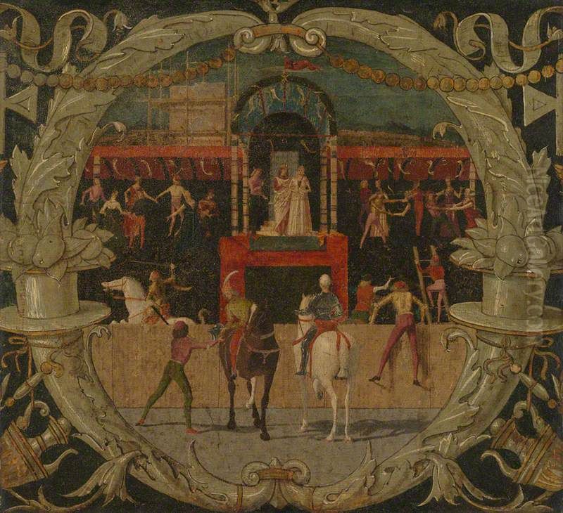 The Rape of the Sabines (after the signal) Oil Painting by Domenico Morone