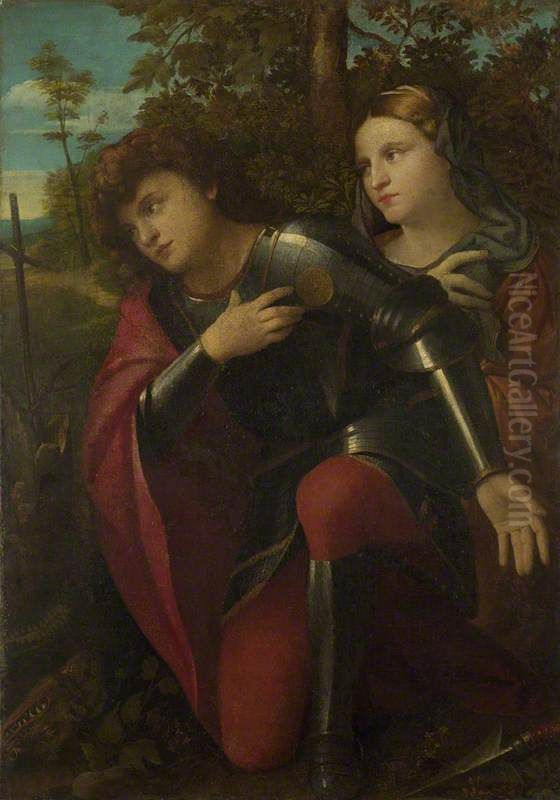Saint George and a Female Saint Oil Painting by Palma Vecchio