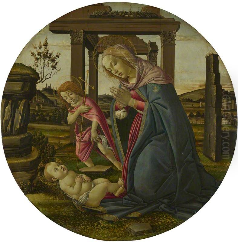 The Virgin and Child with Saint John the Baptist Oil Painting by Sandro Botticelli