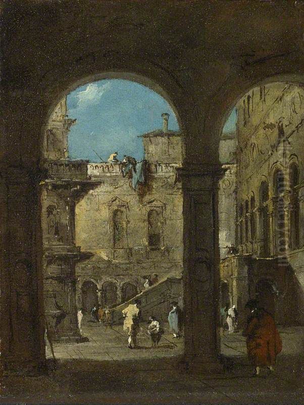 An Architectural Caprice Oil Painting by Francesco Guardi
