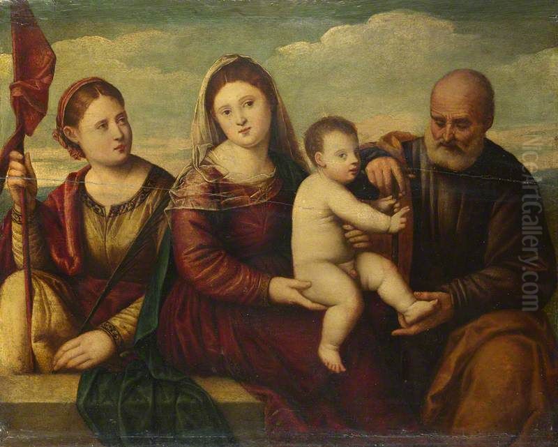 The Madonna and Child with Saints Oil Painting by Bernardino Licinio