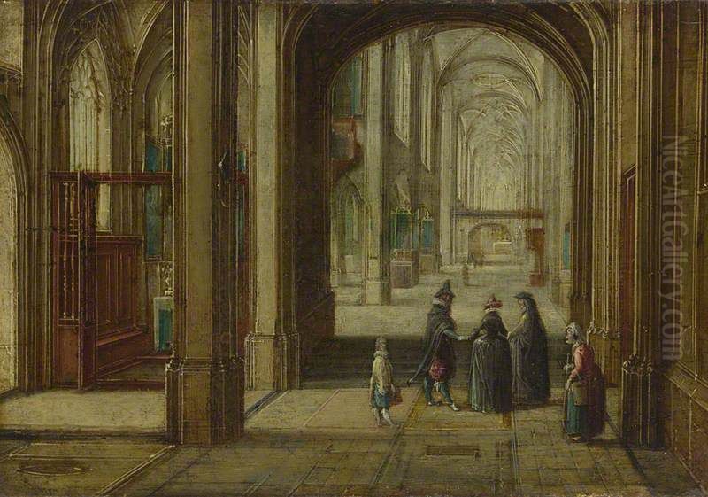 The Interior of a Gothic Church looking East Oil Painting by Hendrik van Steenwijk II