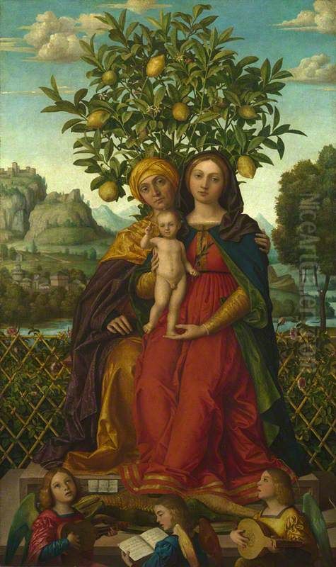 The Virgin and Child with Saint Anne Oil Painting by Girolamo dai Libri