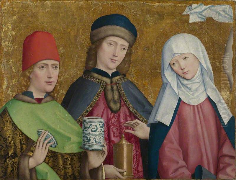 Saints Cosmas and Damian and the Virgin Oil Painting by Master of Liesborn Saints Cosmas and Damian and the Virgin Oil Painting by Master of Liesborn