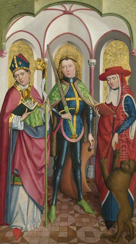 Saints Ambrose, Exuperius and Jerome Oil Painting by Master of Liesborn