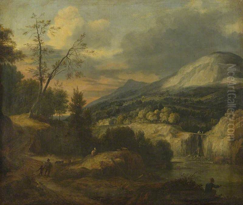 A Mountainous Landscape Oil Painting by Roelant Roghman