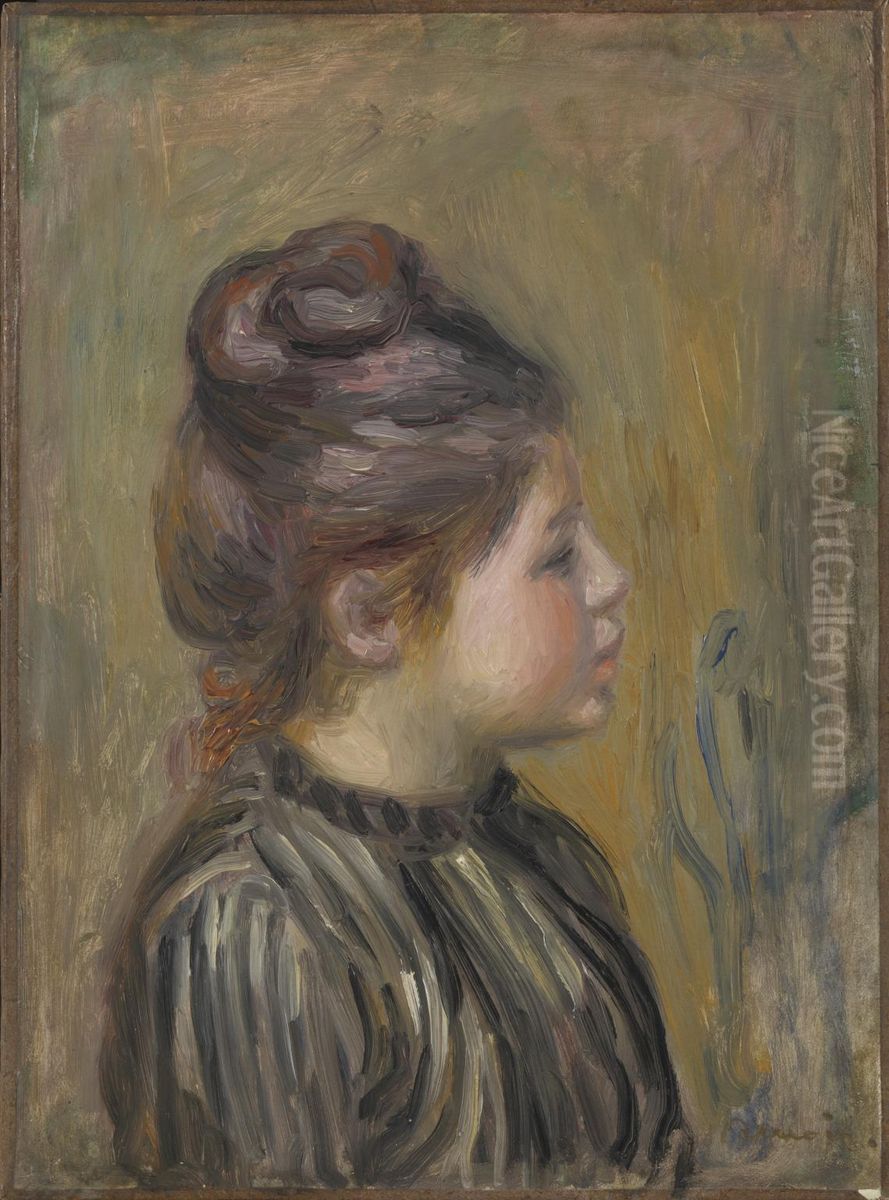 Head of a Girl Oil Painting by Pierre Auguste Renoir