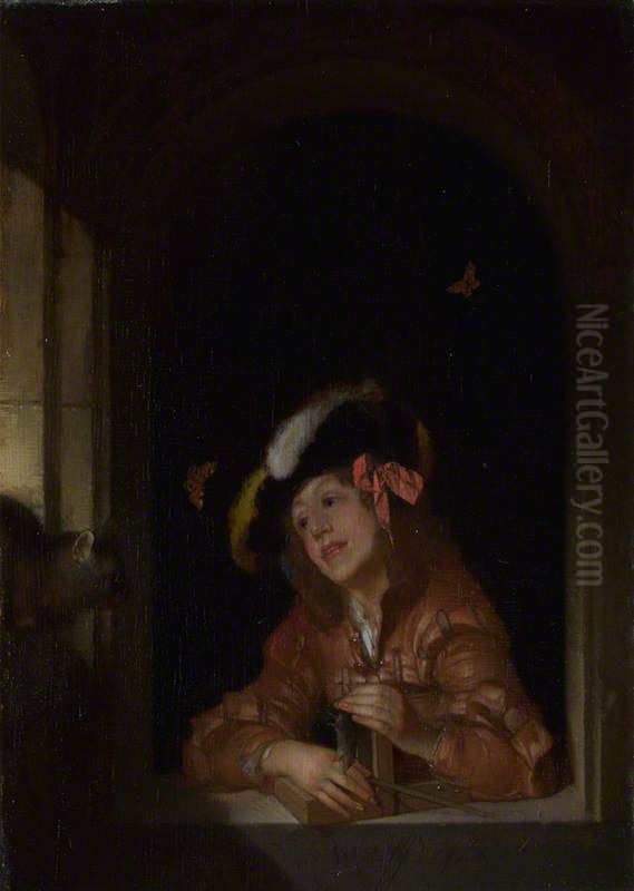 A Boy with a Mousetrap Oil Painting by Adriaen Van Der Werff