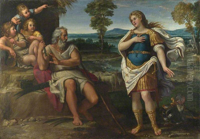 Erminia takes Refuge with the Shepherds Oil Painting by Annibale Carracci