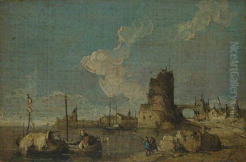 A Ruin Caprice Oil Painting by Francesco Guardi