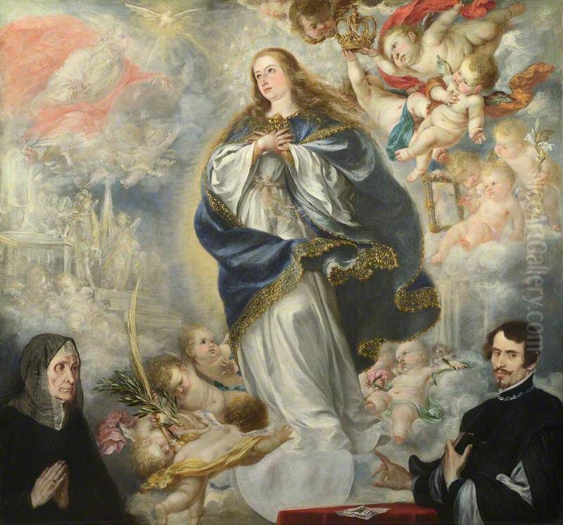 The Immaculate Conception with Two Donors Oil Painting by Juan De Valdes Leal