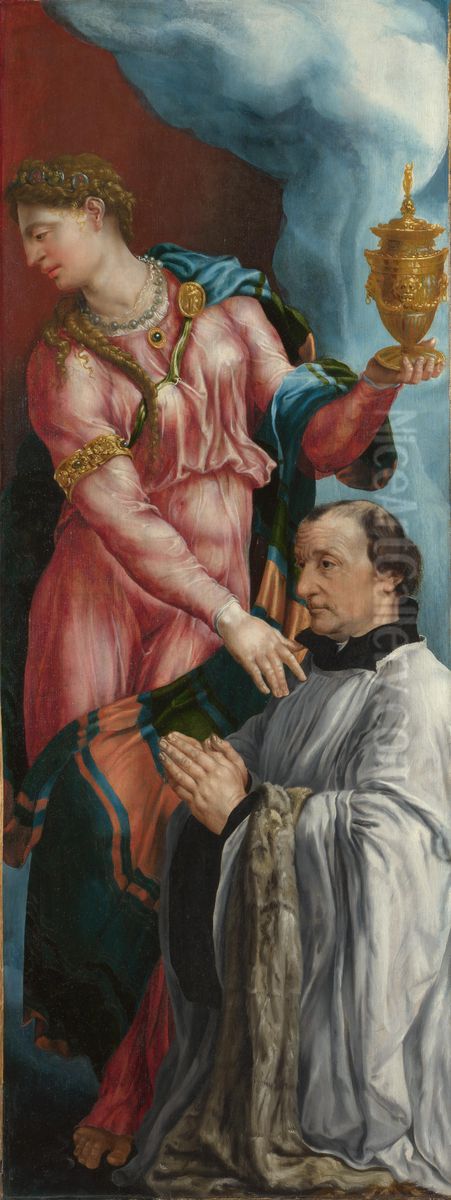 The Donor and Saint Mary Magdalene Oil Painting by Maarten Van Heemskerck