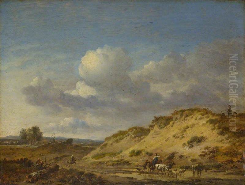 Peasants driving Cattle and Sheep Oil Painting by Jan Wijnants Peasants driving Cattle and Sheep Oil Painting by Jan Wijnants