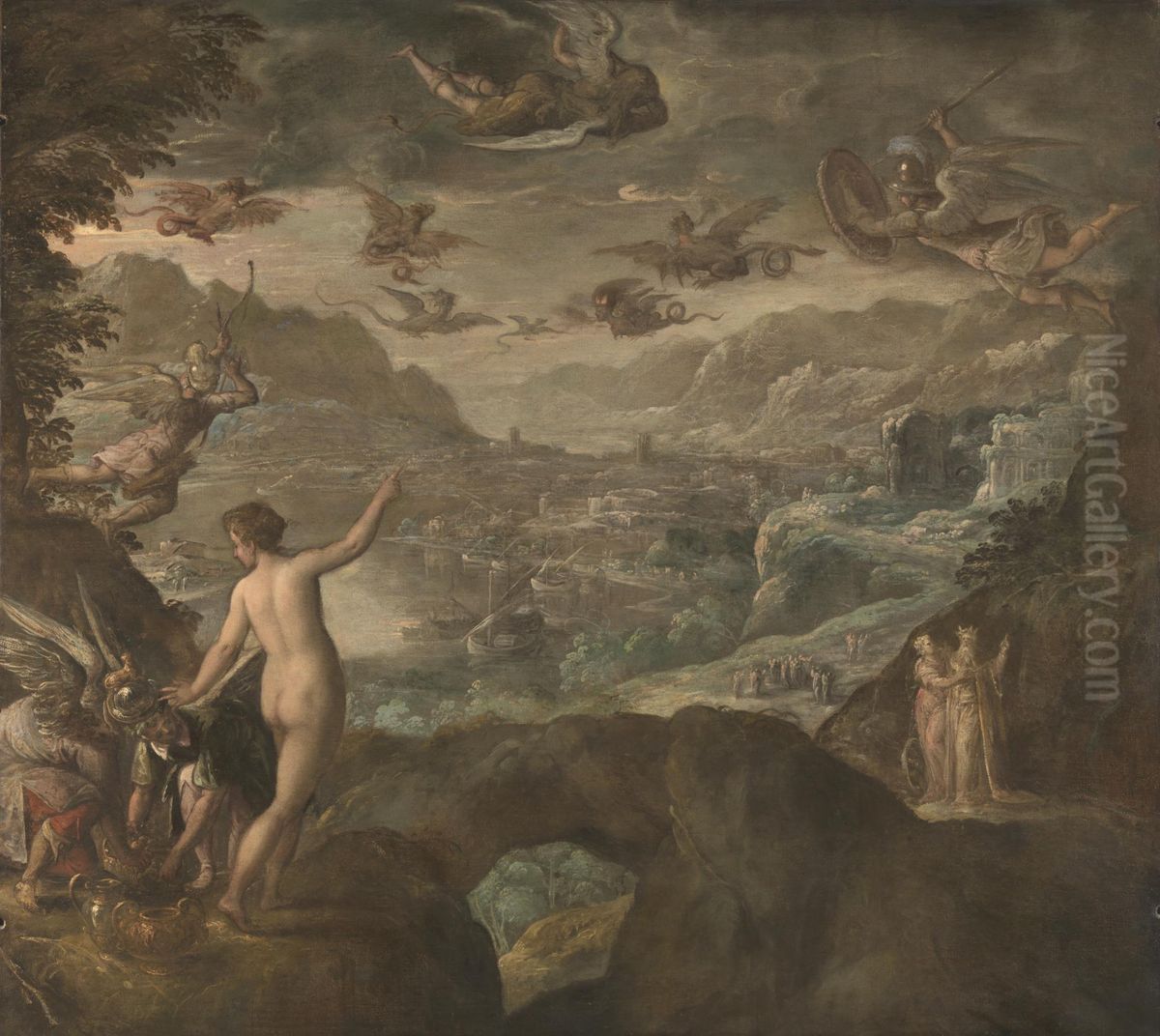 Landscape with the Expulsion of the Harpies Oil Painting by Paolo Fiammingo