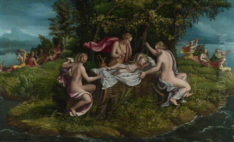 The Infancy of Jupiter Oil Painting by Giulio Romano (Orbetto)