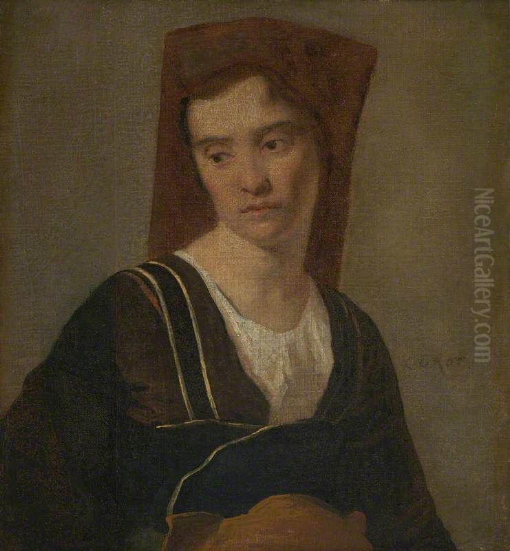 A Peasant Woman Oil Painting by Jean-Baptiste Camille Corot