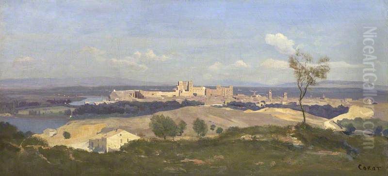 Avignon from the West Oil Painting by Jean-Baptiste Camille Corot