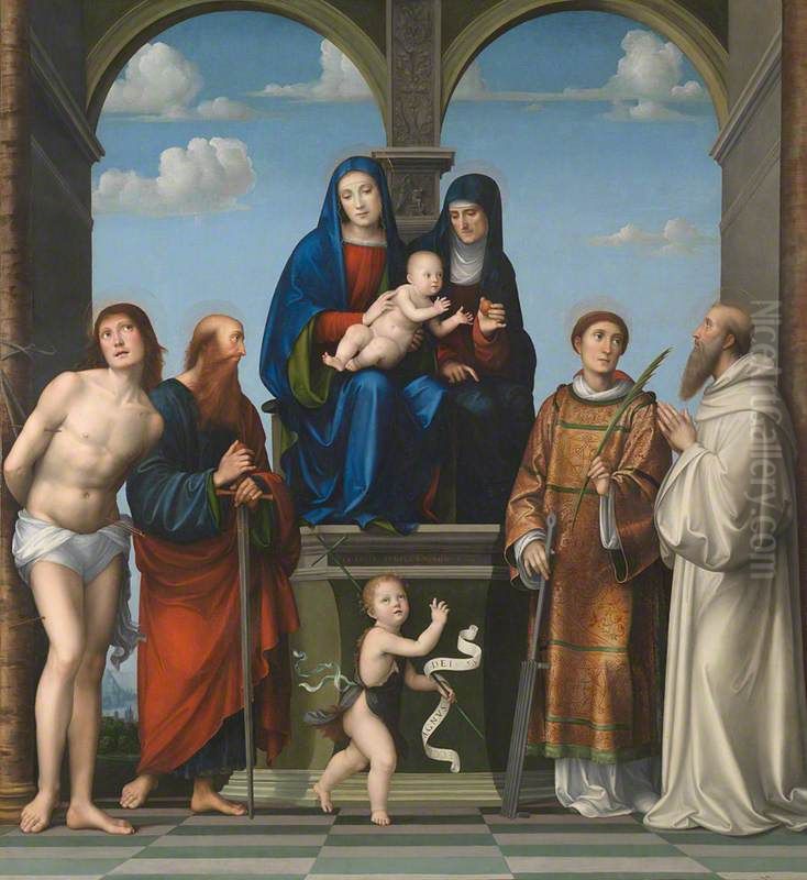 The Virgin and Child with Saint Anne and Other Saints Oil Painting by Francesco Francia
