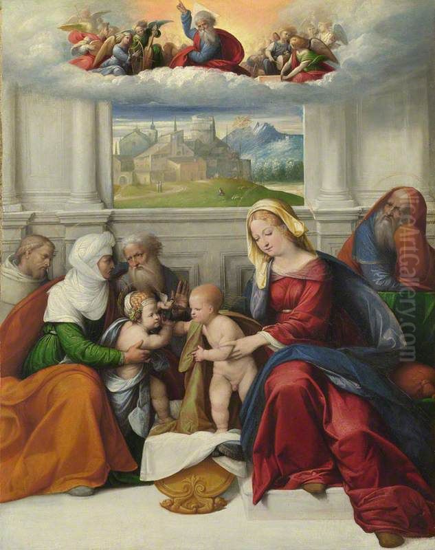 The Holy Family with Saints Oil Painting by Benvenuto Tisi