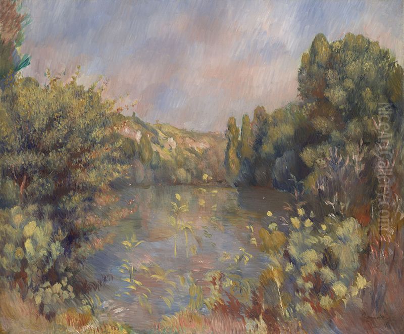 Lakeside Landscape Oil Painting by Pierre Auguste Renoir