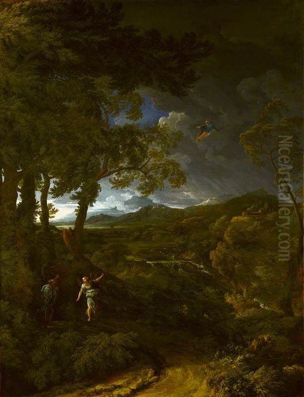 Landscape with Elijah and the Angel Oil Painting by Gaspard Dughet