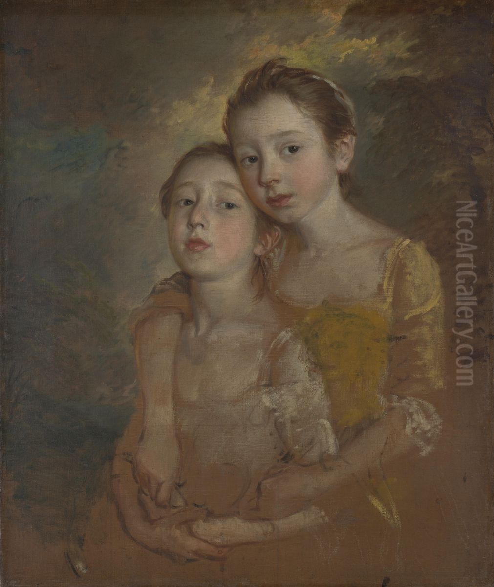 The Painter's Daughters with a Cat Oil Painting by Thomas Gainsborough