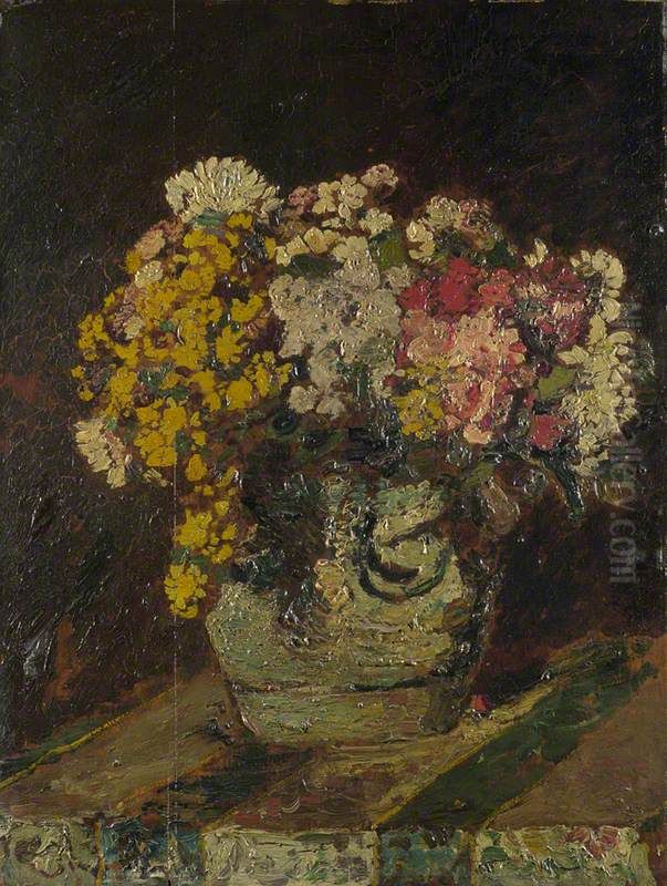 A Vase of Wild Flowers Oil Painting by Adolphe Joseph Thomas Monticelli