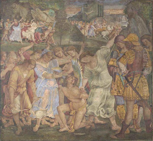 Love Disarmed and Bound Oil Painting by Luca Signorelli