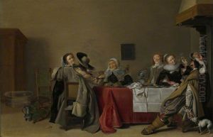 A Merry Company at Table