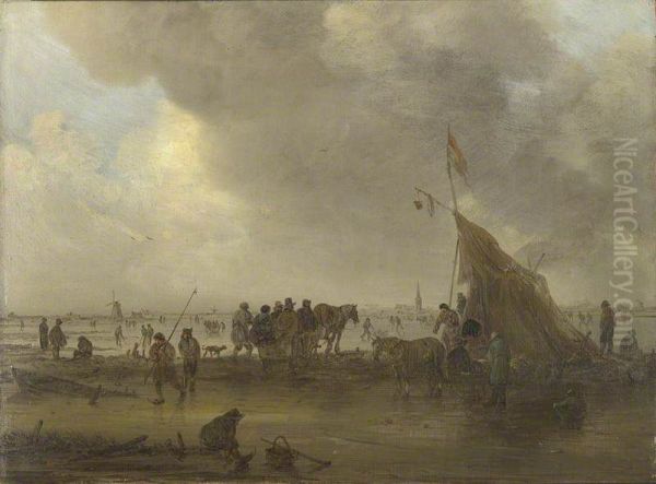 A Scene on the Ice Oil Painting by Jan van Goyen