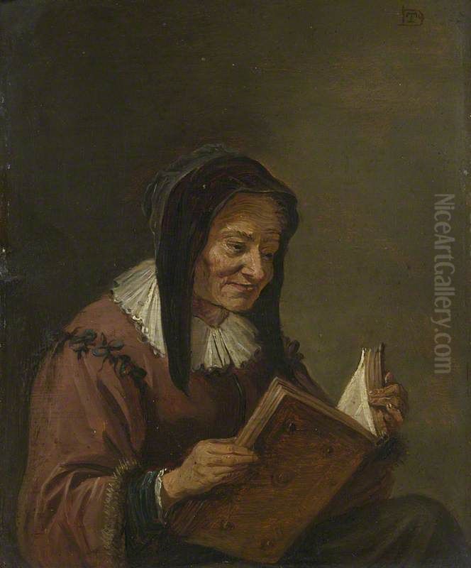 An Old Woman Reading Oil Painting by David Teniers the Younger