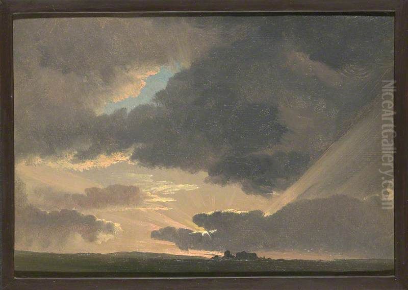 Sunset in the Roman Campagna Oil Painting by Simon Denis