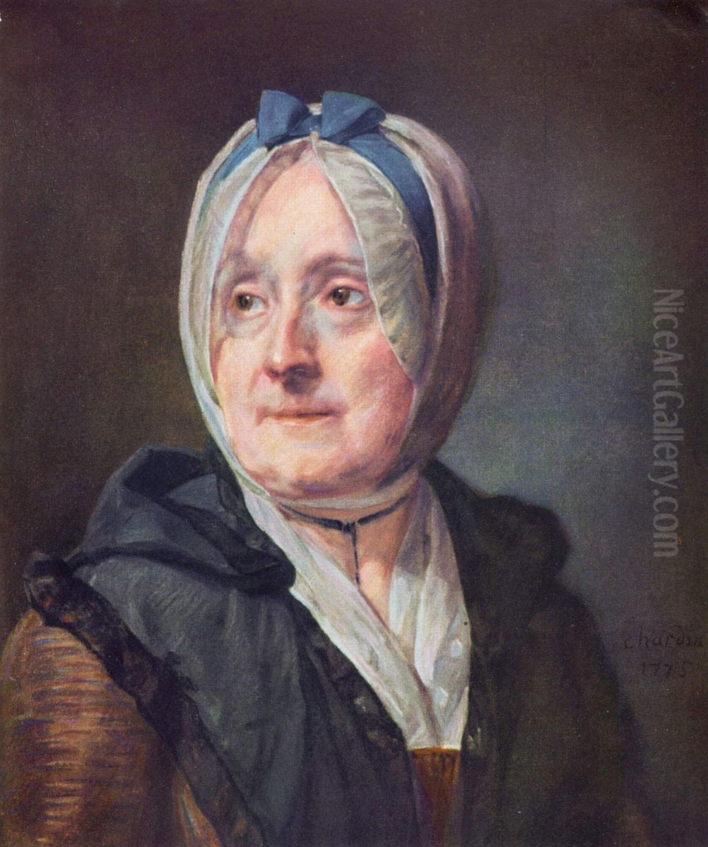 Portrait of Francoise-Marguerite Pouget (1707-1791), Madame Chardin Oil Painting by Jean-Baptiste-Simeon Chardin